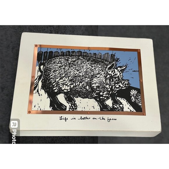 Life Is Better On The Farm Pig Block Print By Robert Patermo & Primitives By Kat - Picture 8 of 8